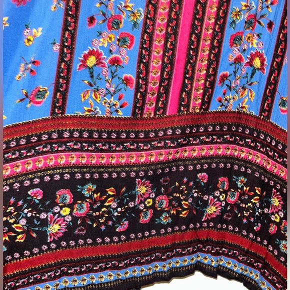 Angie Vintage Bohemian Multicolor Floral Blue Kimono Coverup Cardigan Flowy Top - Picture 6 of 14